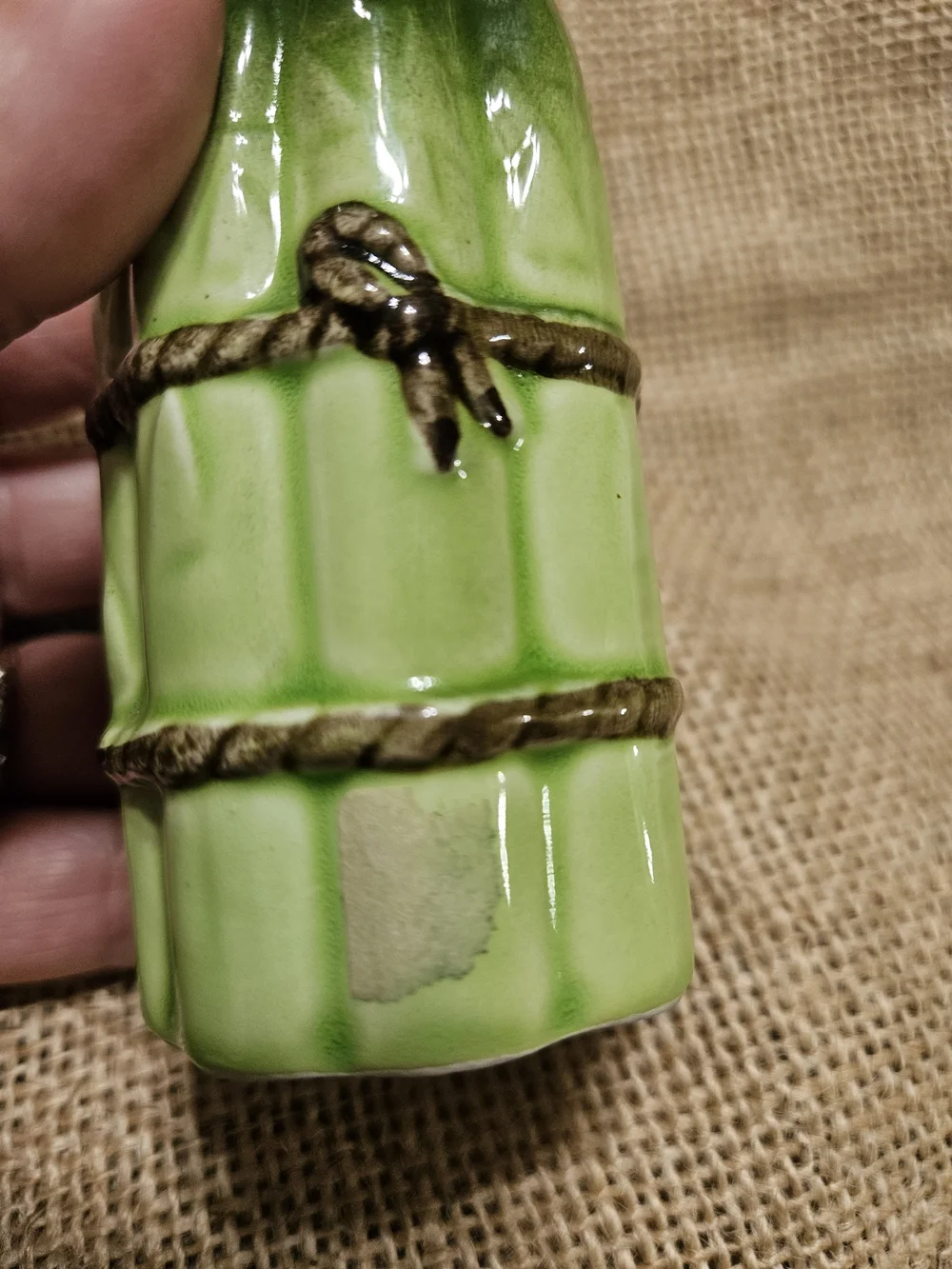 Vintage Green Ceramic Asparagus Salt Shaker